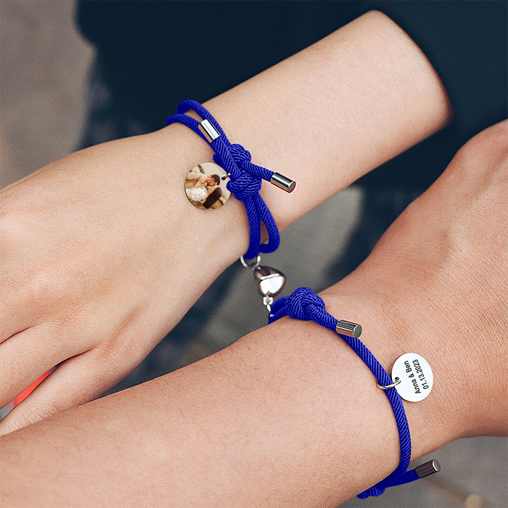 Custom Engraved Magnetic Bracelet Heart Couple Bracelet- mikcustom.com