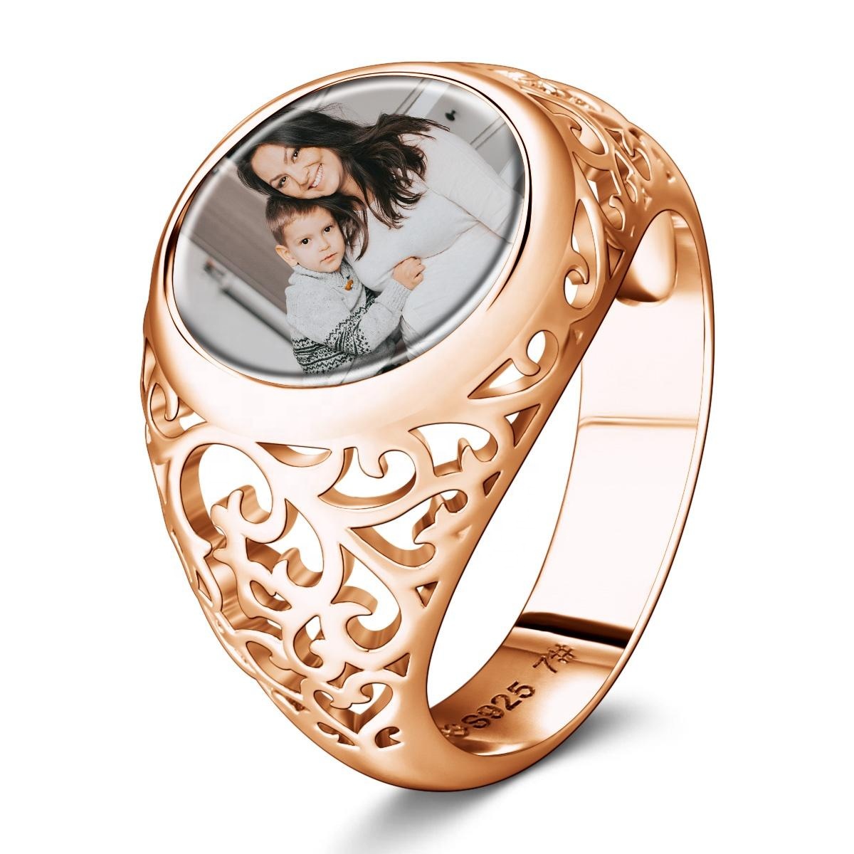 Round Women Rings Custom Photo Ring Mother's Day Gifts- mikcustom.com