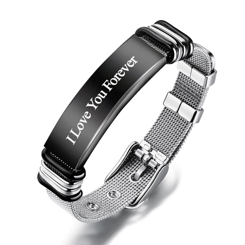 Personalized Engraved Text Black Bracelet- mikcustom.com