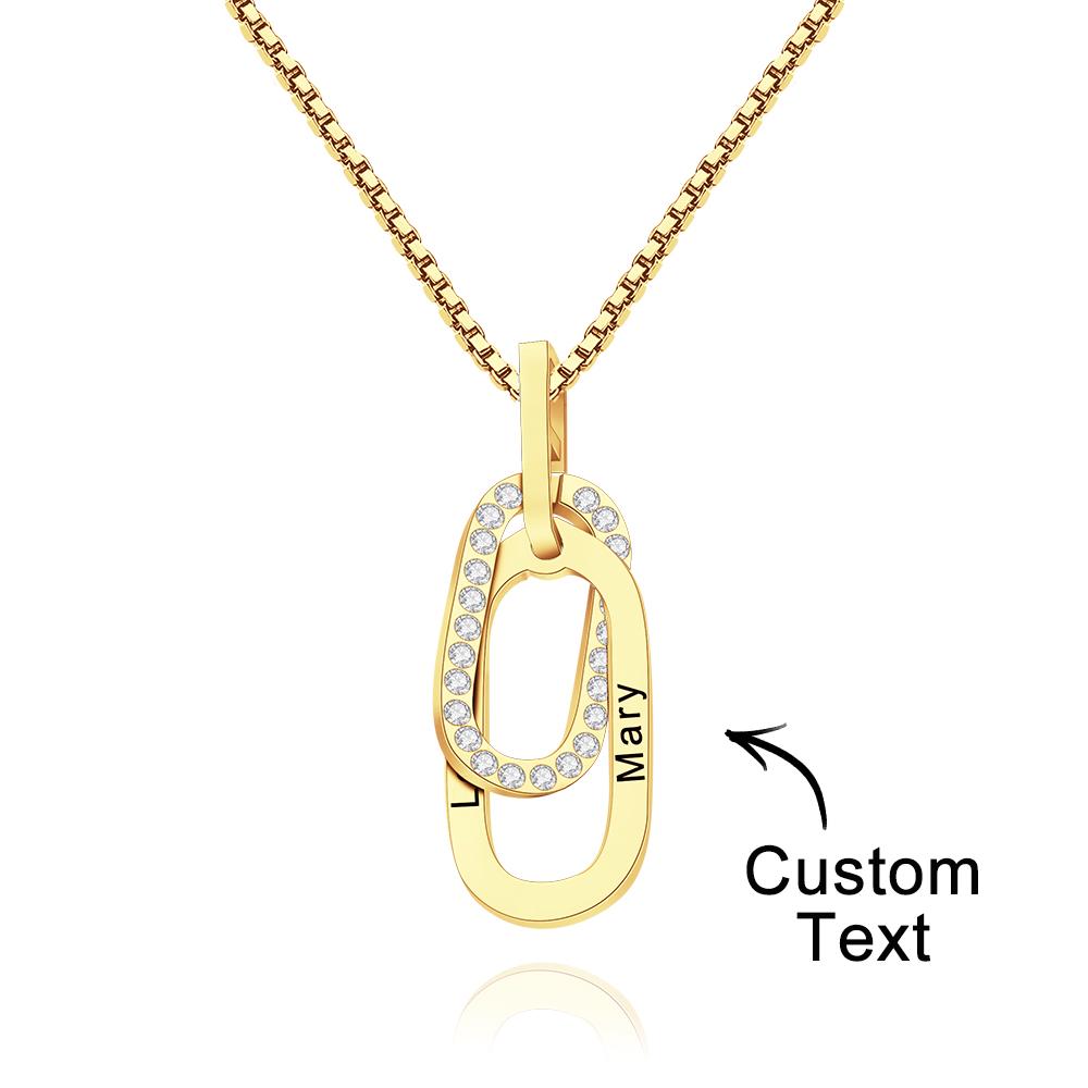 Custom Engraved Necklace Double Ring Necklace Unique Gift for Women- mikcustom.com