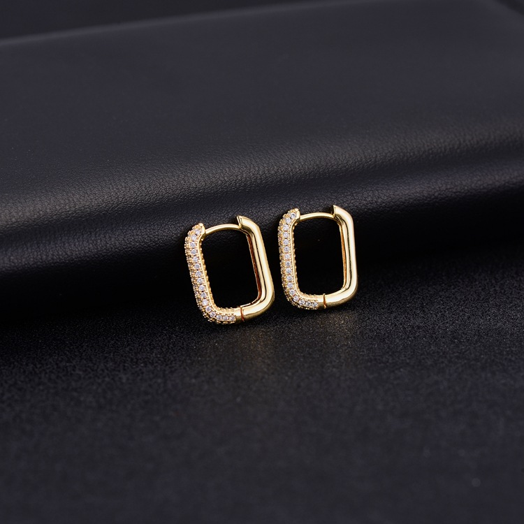 Geometric Rectangle Earrings Zircon Ear Buckle- mikcustom.com