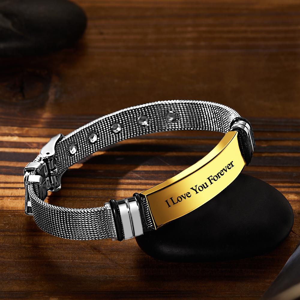 Personalized Engraved Text Black Bracelet- mikcustom.com