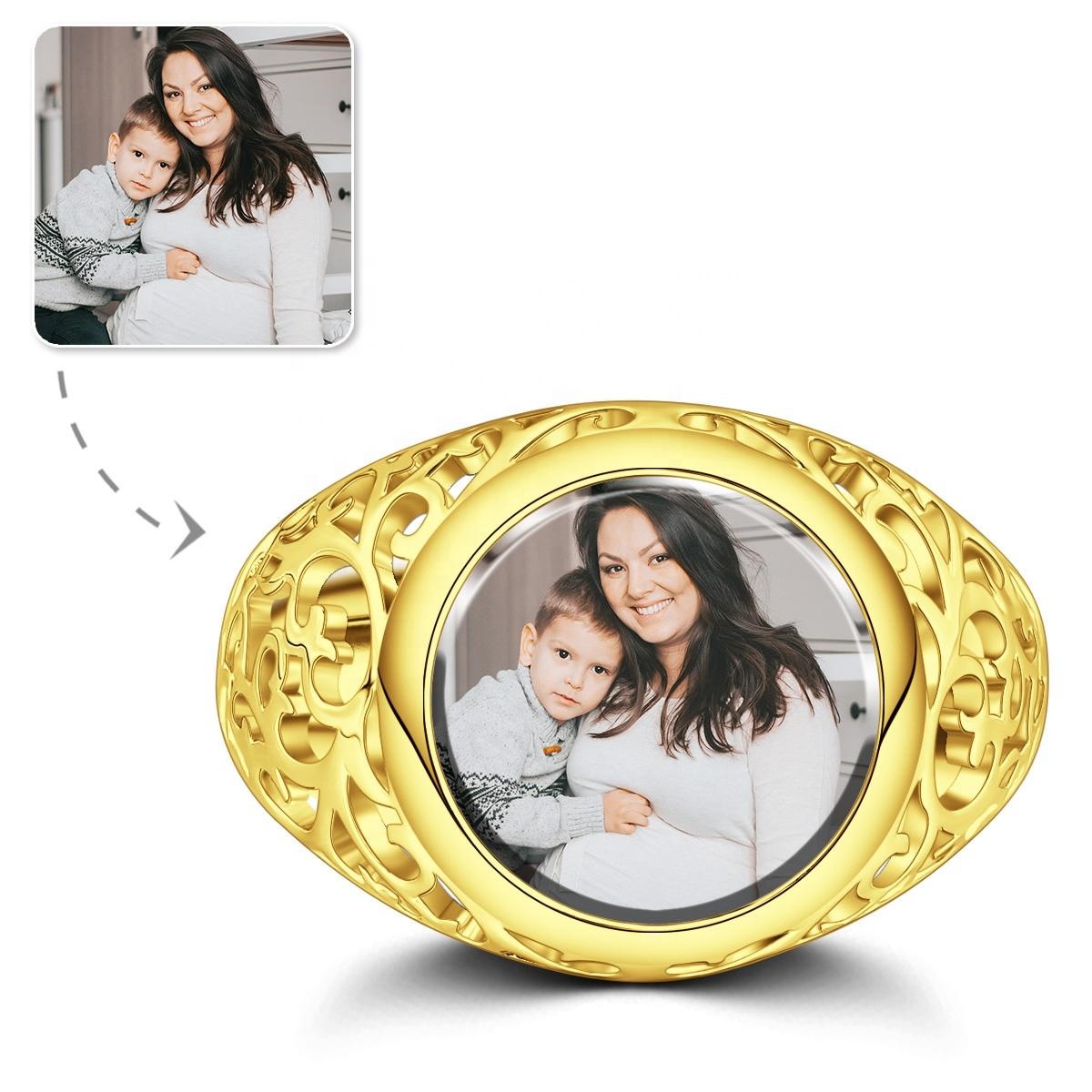 Round Women Rings Custom Photo Ring Mother's Day Gifts- mikcustom.com