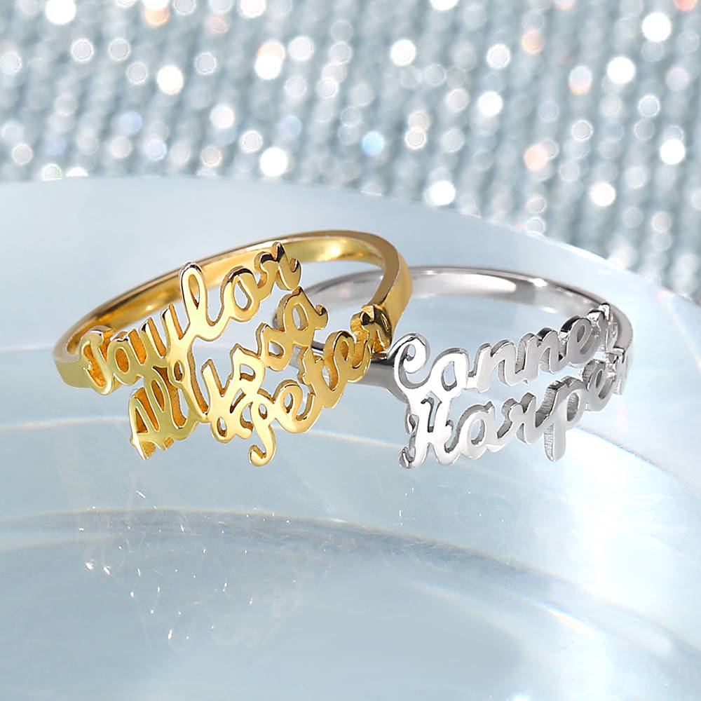 Custom Double Names Ring - 925 Sterling Silver- mikcustom.com