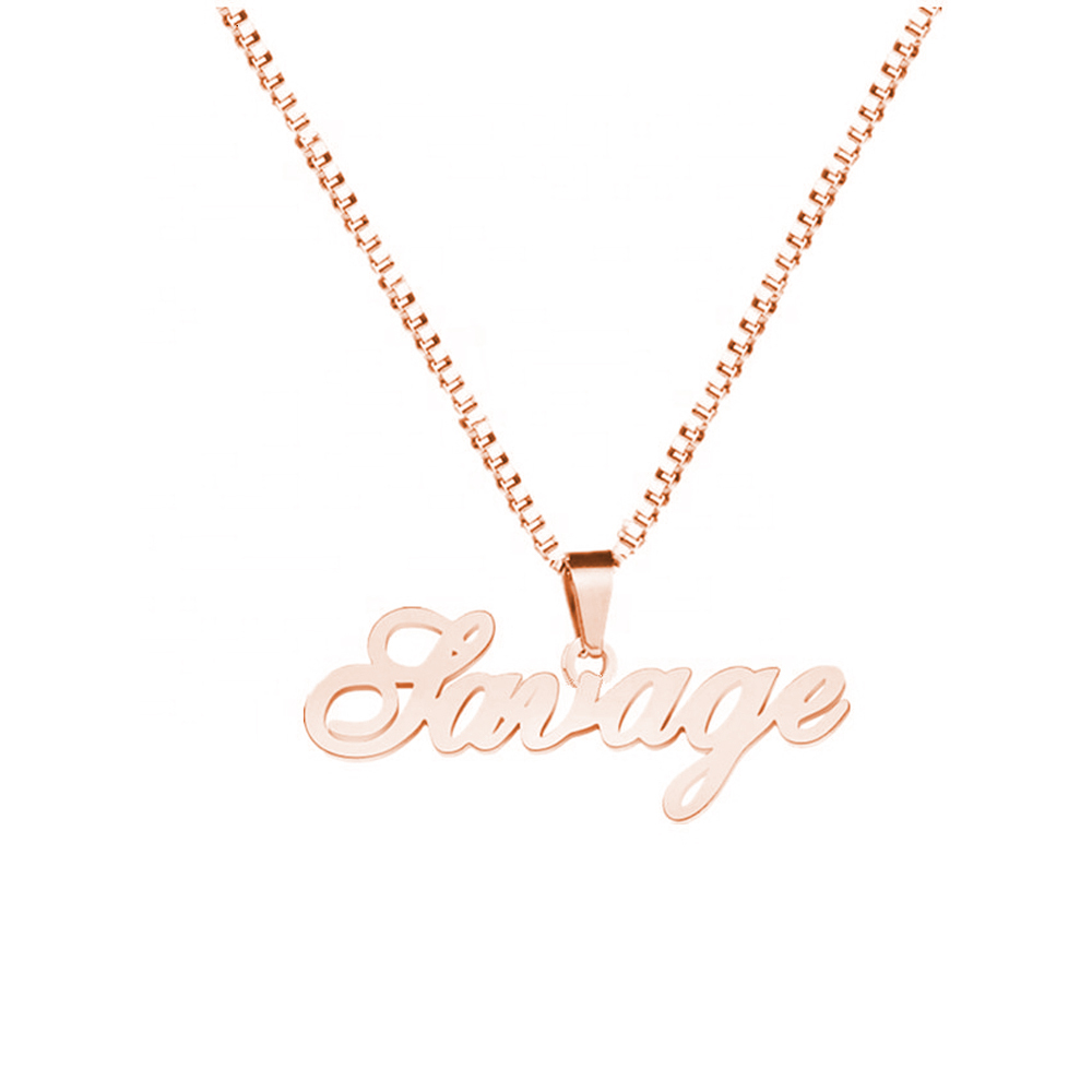 Custom Name Pendant Necklace Stainless Steel Name Plate Necklace- mikcustom.com