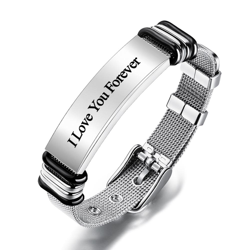 Personalized Engraved Text Black Bracelet- mikcustom.com