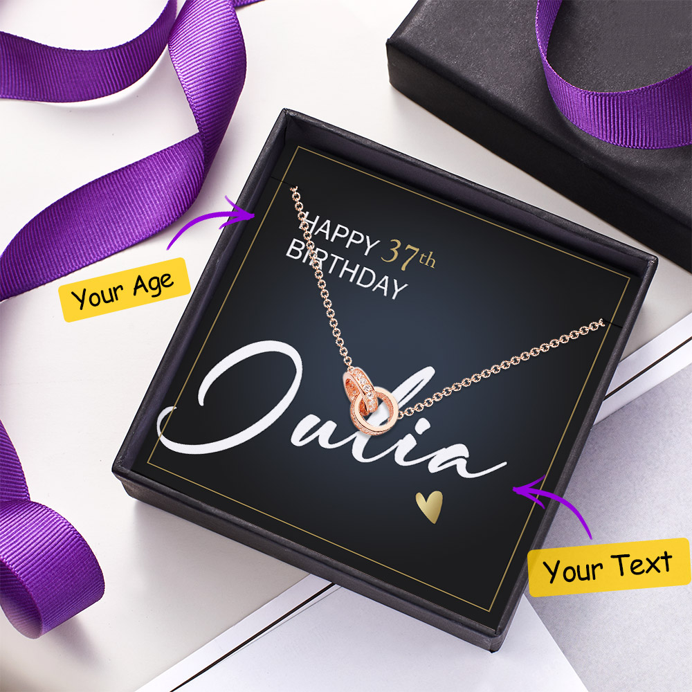 Double Rings Necklace with Age Message Card Happy Birthday Gift for Her- mikcustom.com