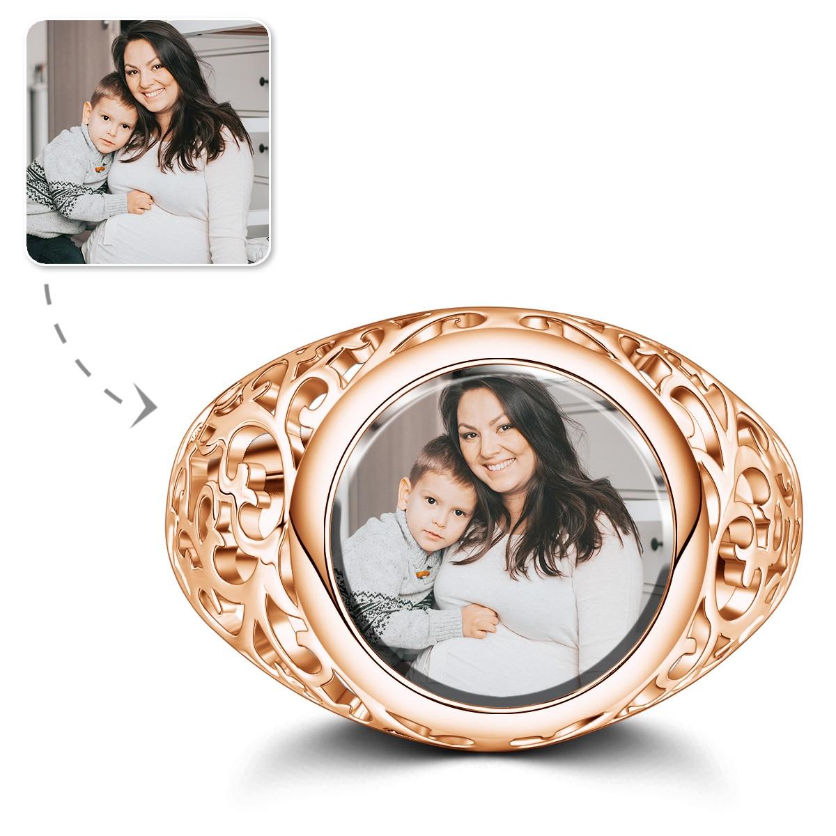 Round Women Rings Custom Photo Ring Mother's Day Gifts- mikcustom.com