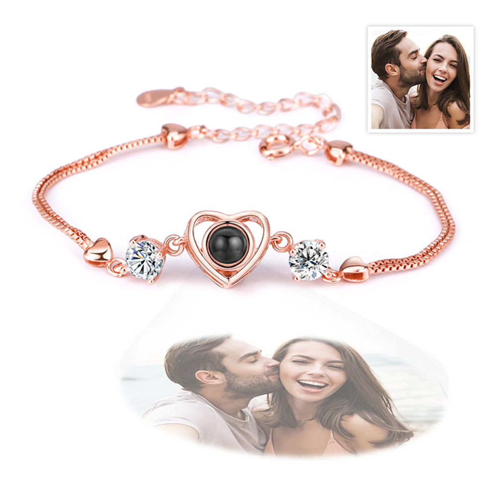 Personalized Heart Picture Projection Bracelet 925 Sterling Silver- mikcustom.com