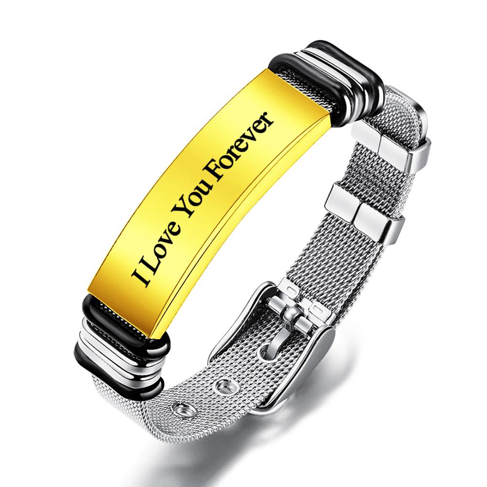 Personalized Engraved Text Black Bracelet- mikcustom.com