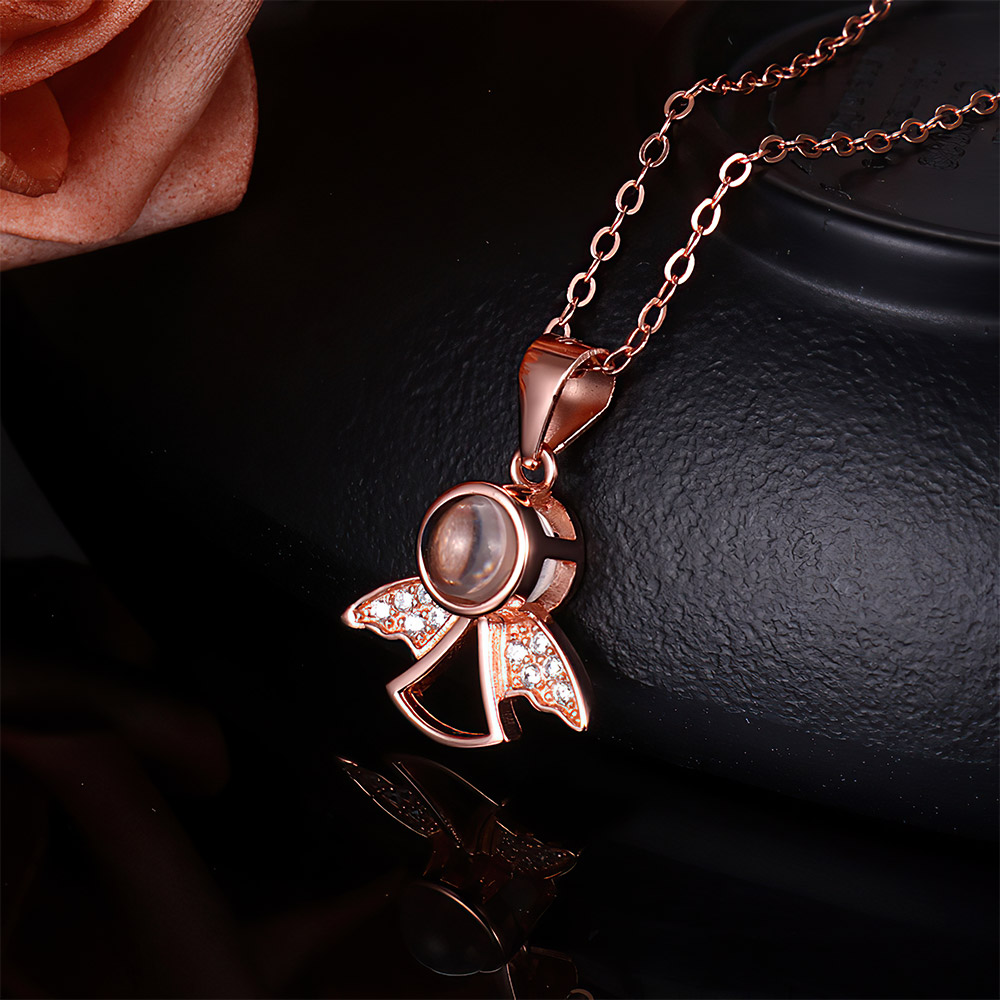 Customized Angel Pendant Photo Projection Necklace 925 Silver- mikcustom.com