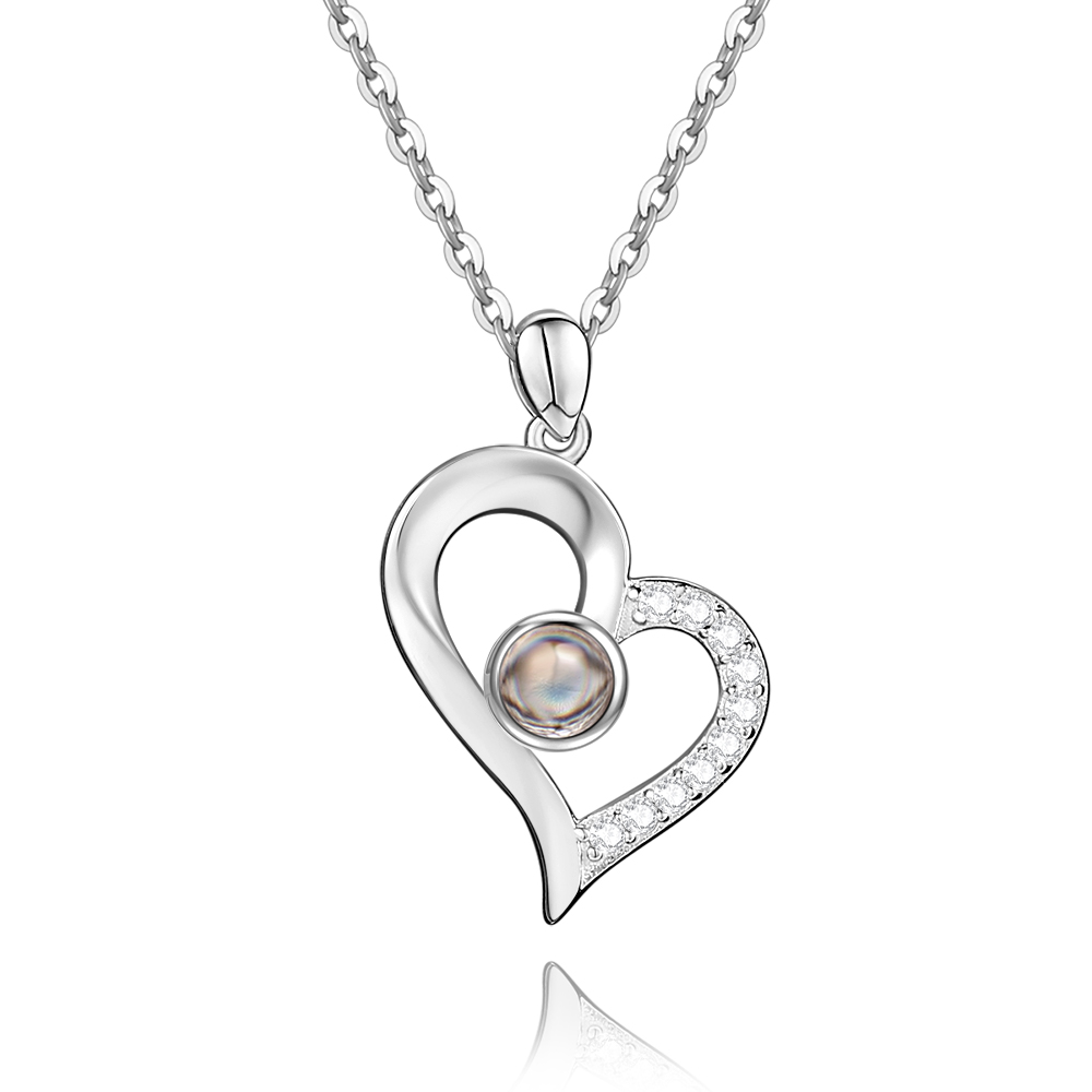 Personalized Heart Pendant Photo Projection Necklace- mikcustom.com