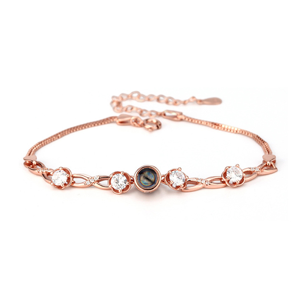 Custom Flower Photo Projection Bracelet 925 Sterling Silver- mikcustom.com