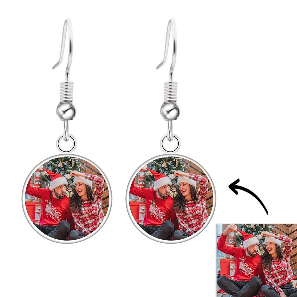 Personalized Photo Drop Earrings Two Photos Unique Jewelry For Women- mikcustom.com