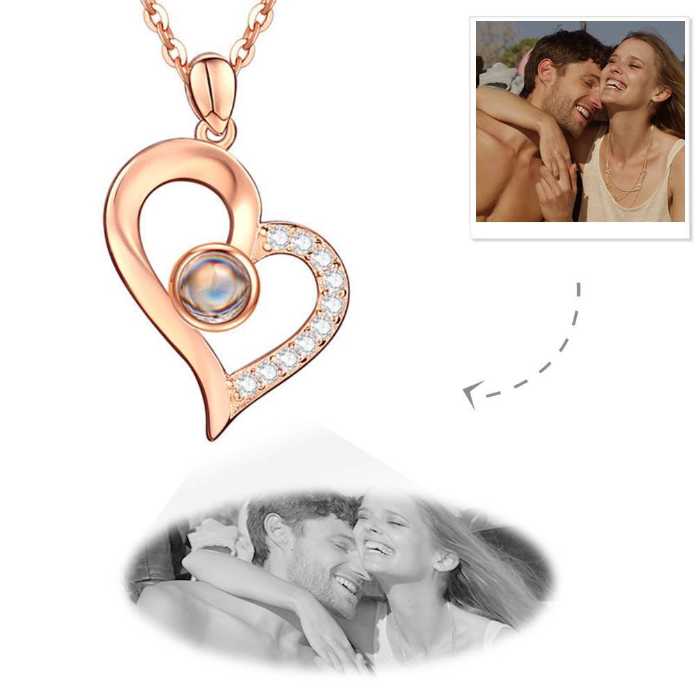Personalized Heart Pendant Photo Projection Necklace- mikcustom.com