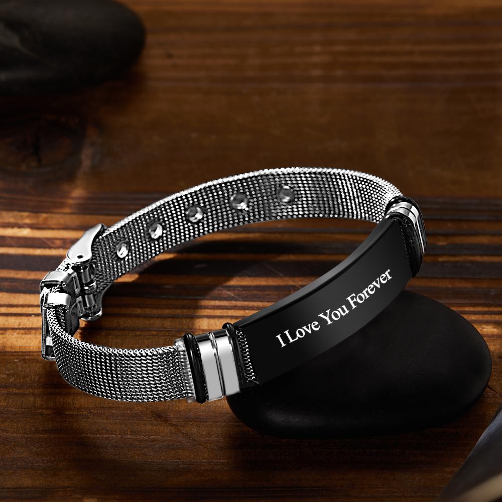 Personalized Engraved Text Black Bracelet- mikcustom.com