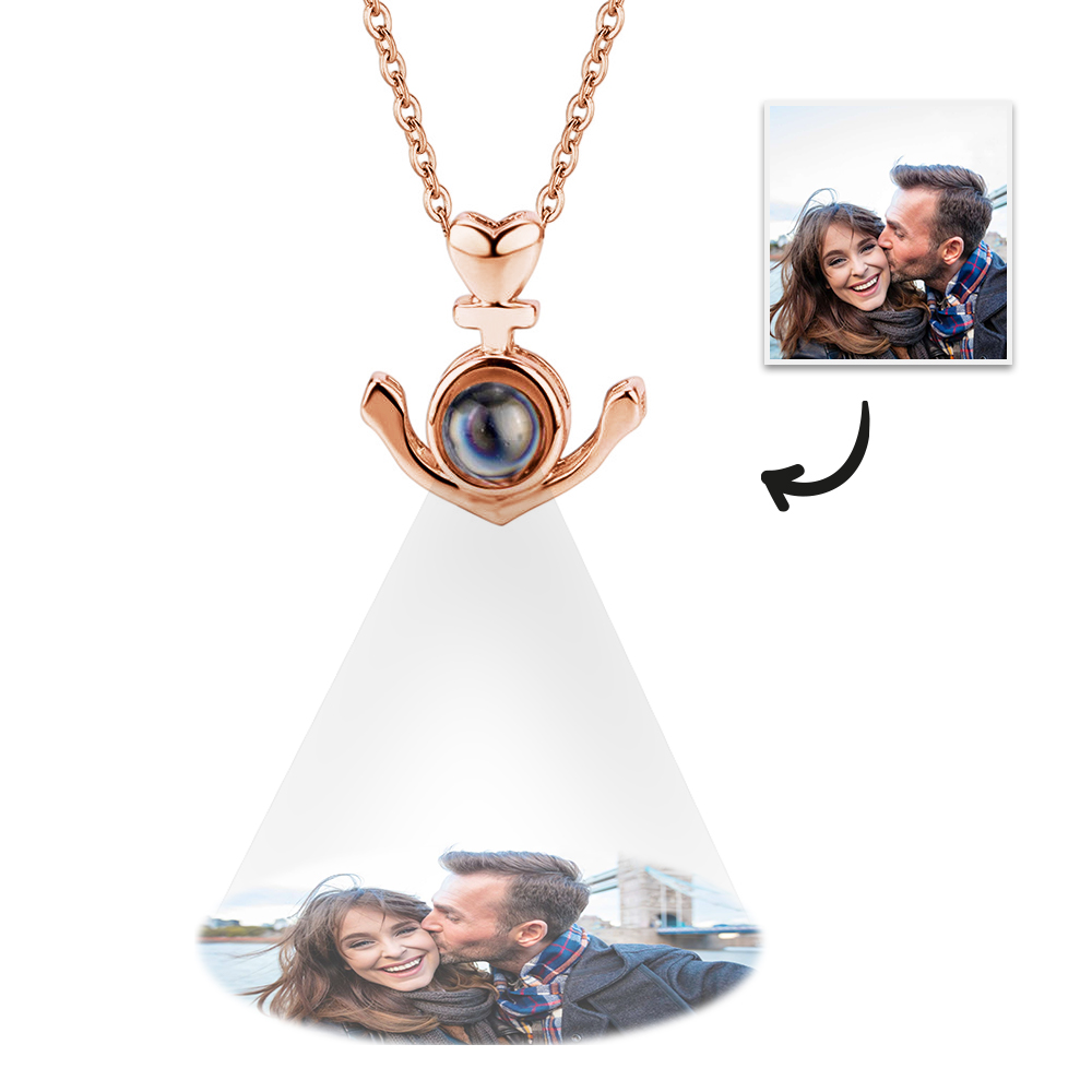 Personalized Anchor Projection Necklace with Heart 925 Sterling Silver- mikcustom.com