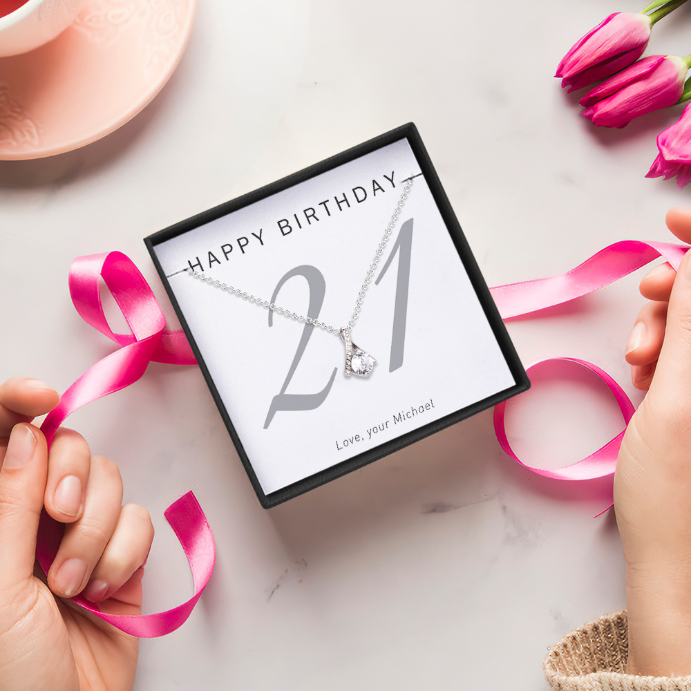 Personalized Your Age Message Card with Necklace Gift for Birthday- mikcustom.com