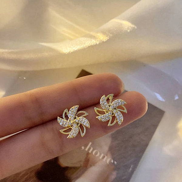 Rotating Small Windmill Stud Earrings- mikcustom.com