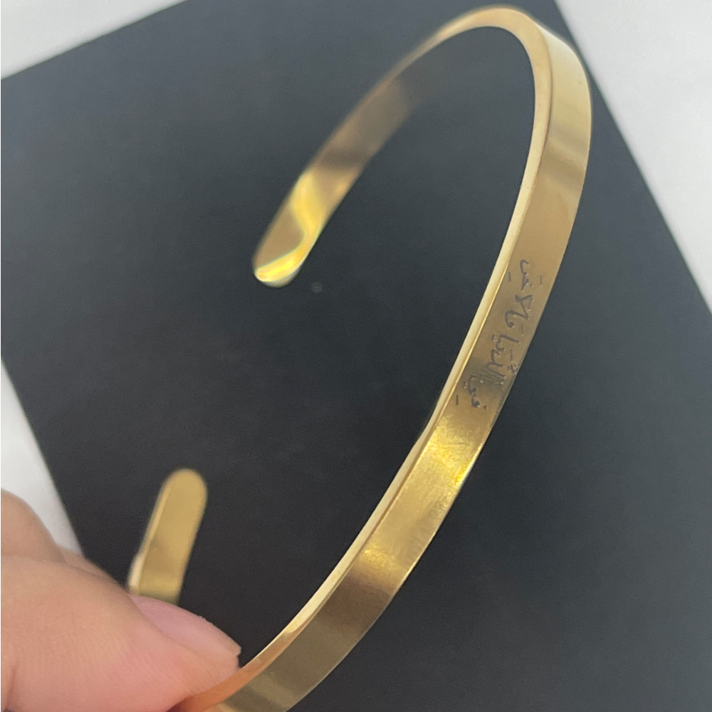 Custom 14k Gold Bangle Stainless Steel Engravable Cuff Bracelets- mikcustom.com