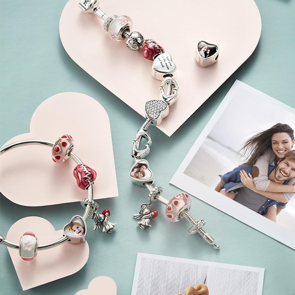 Custom Heart Photo Charm Personalized Picture Bead with Pave CZ- mikcustom.com