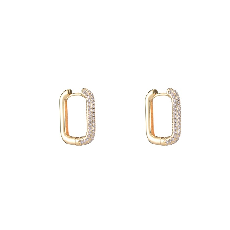 Geometric Rectangle Earrings Zircon Ear Buckle- mikcustom.com