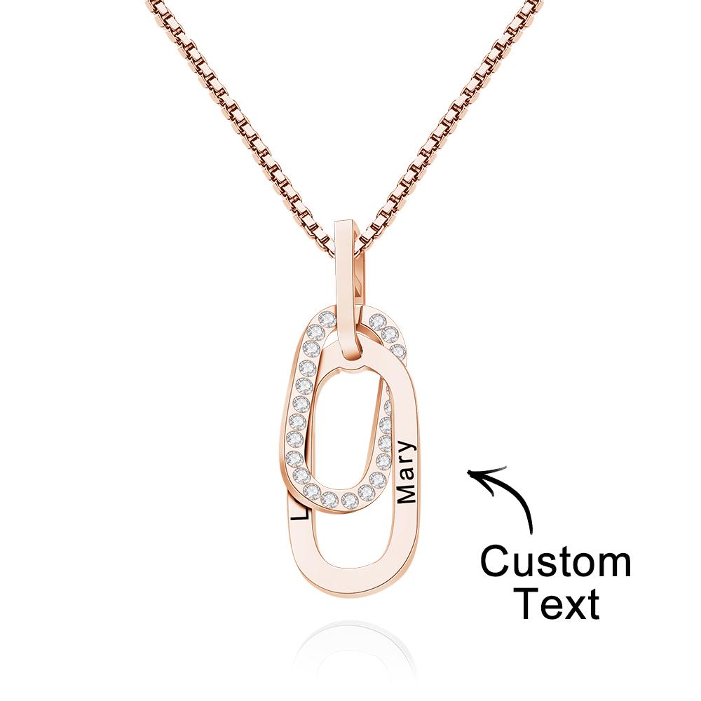 Custom Engraved Necklace Double Ring Necklace Unique Gift for Women- mikcustom.com