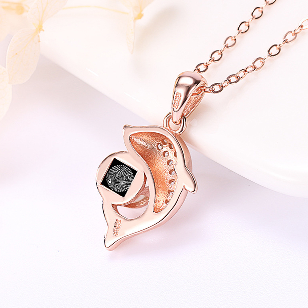 Personalized Dolphin Projection Necklace with Diamonds- mikcustom.com