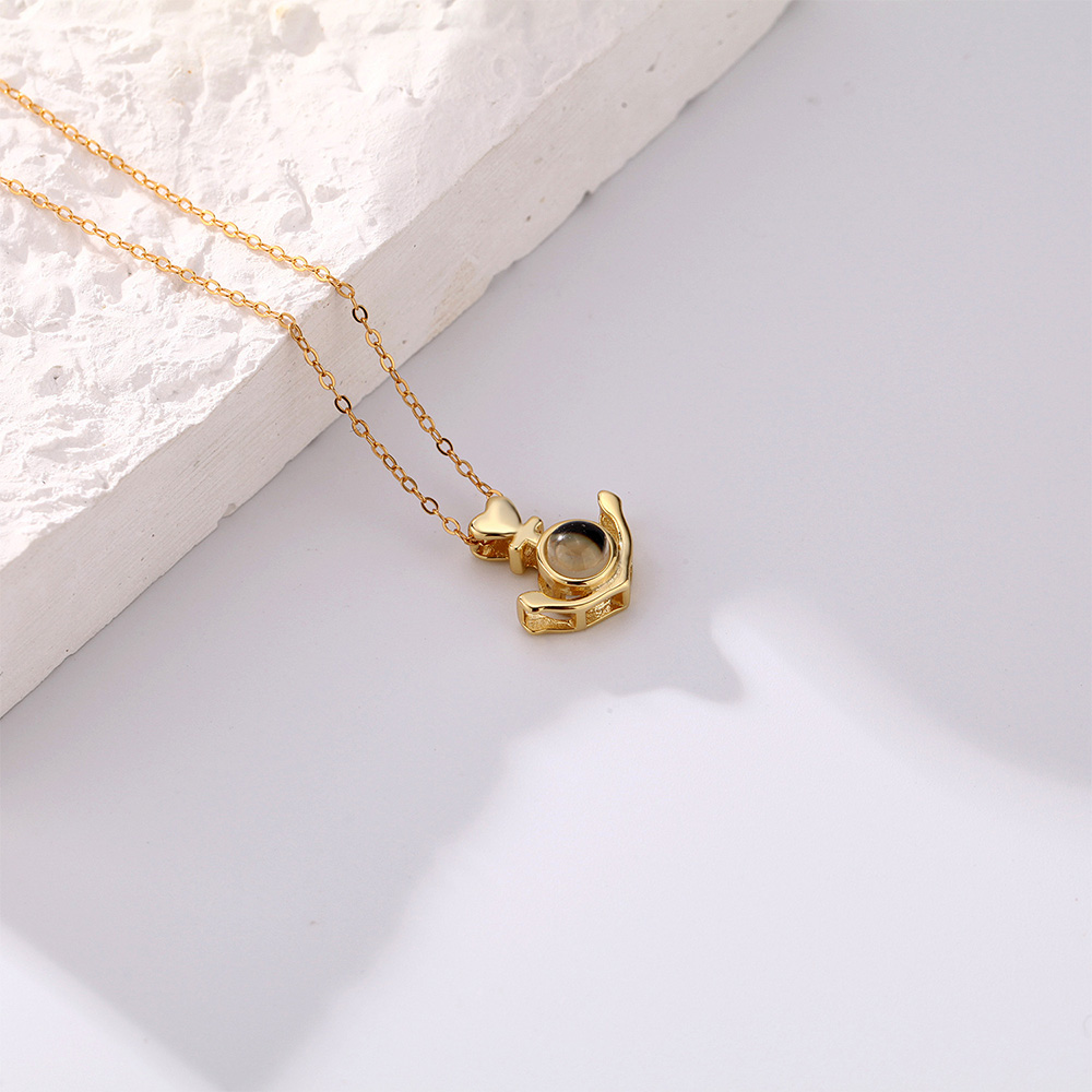 Personalized Anchor Projection Necklace with Heart 925 Sterling Silver- mikcustom.com