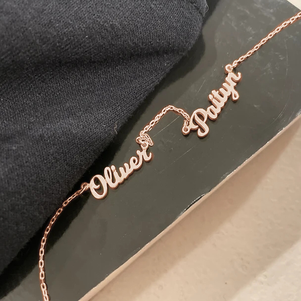 Personalized 2-4 Names Necklace Custom Family Nameplate Necklace- mikcustom.com