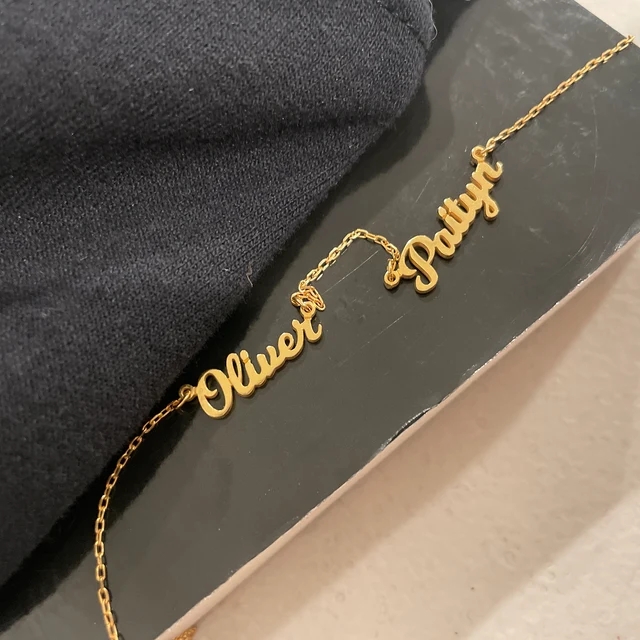 Personalized 2-4 Names Necklace Custom Family Nameplate Necklace- mikcustom.com