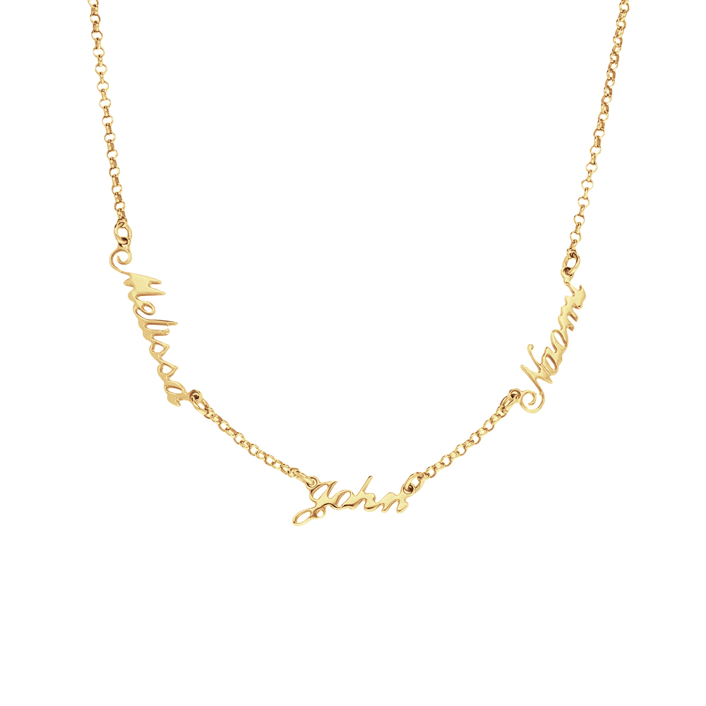 Personalized 2-4 Names Necklace Custom Family Nameplate Necklace- mikcustom.com