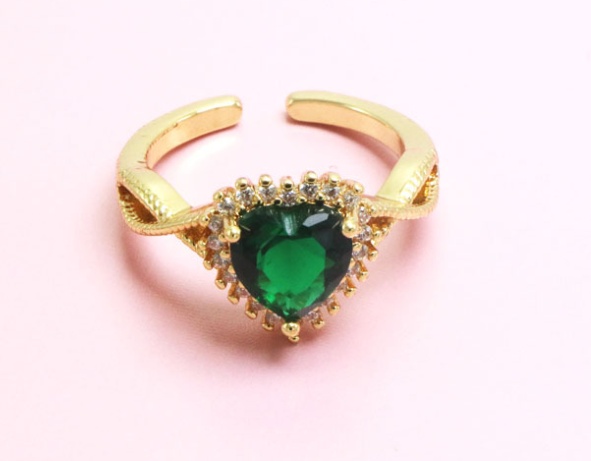 Heart Diamond Open Ring Copper- mikcustom.com