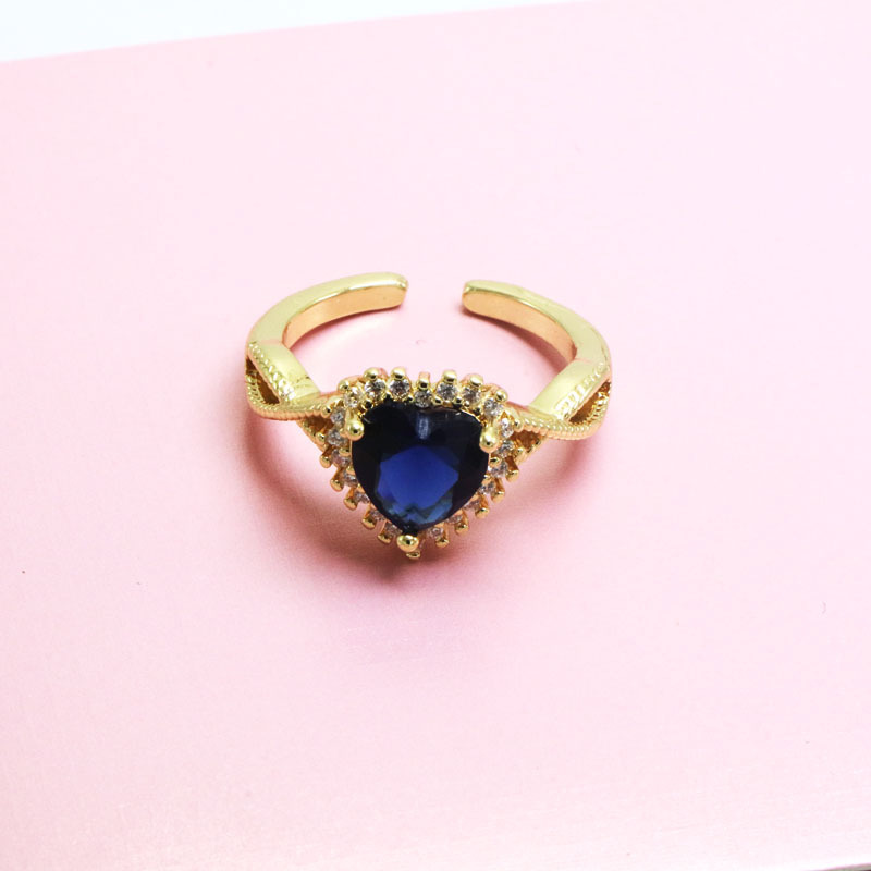 Heart Diamond Open Ring Copper- mikcustom.com