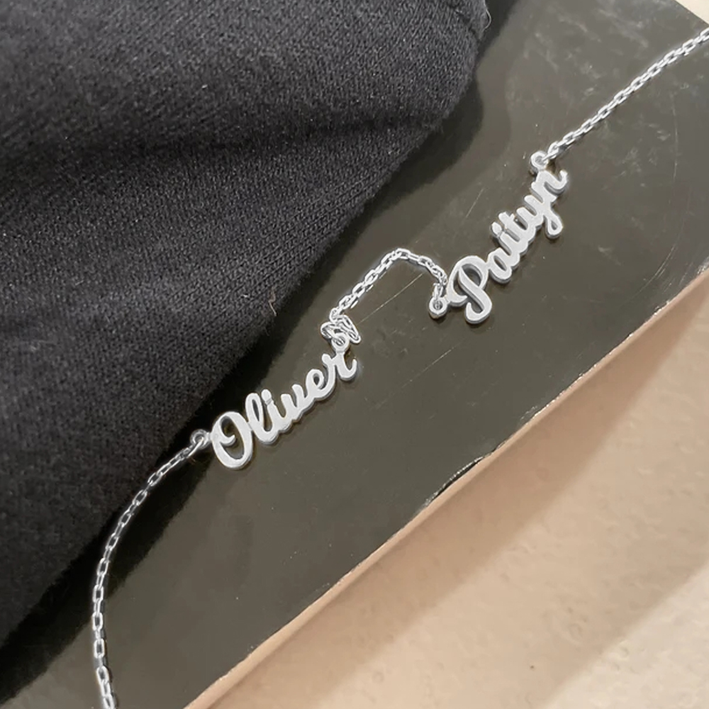 Personalized 2-4 Names Necklace Custom Family Nameplate Necklace- mikcustom.com