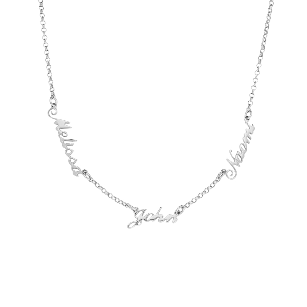Personalized 2-4 Names Necklace Custom Family Nameplate Necklace- mikcustom.com