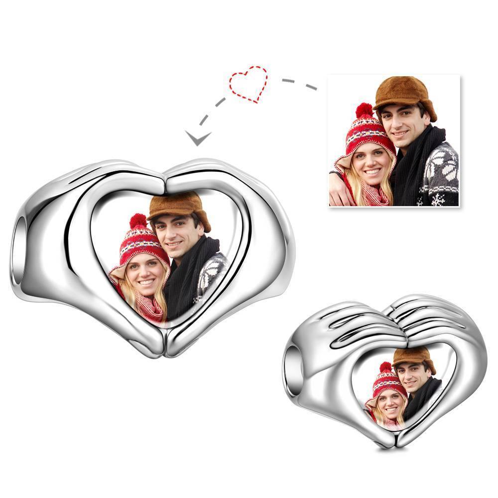 Custom Fingers Heart Photo Charm S925 Silver- mikcustom.com