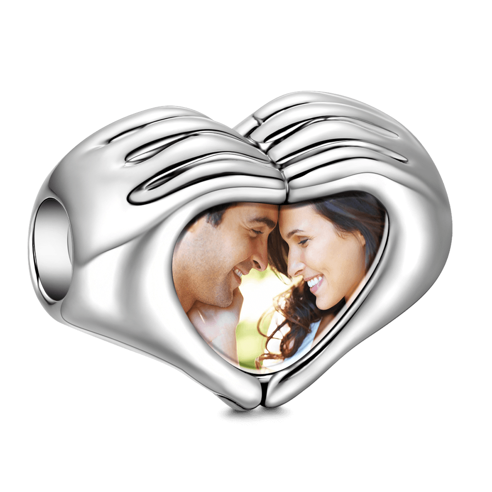 Custom Fingers Heart Photo Charm S925 Silver- mikcustom.com