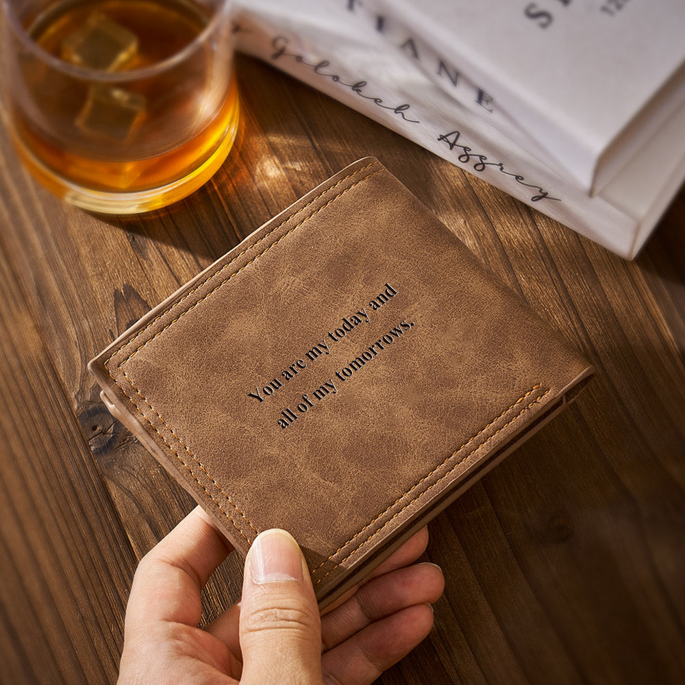 Custom Engraved Photo Wallet Short Style Bifold Leather Wallets for Men- mikcustom.com