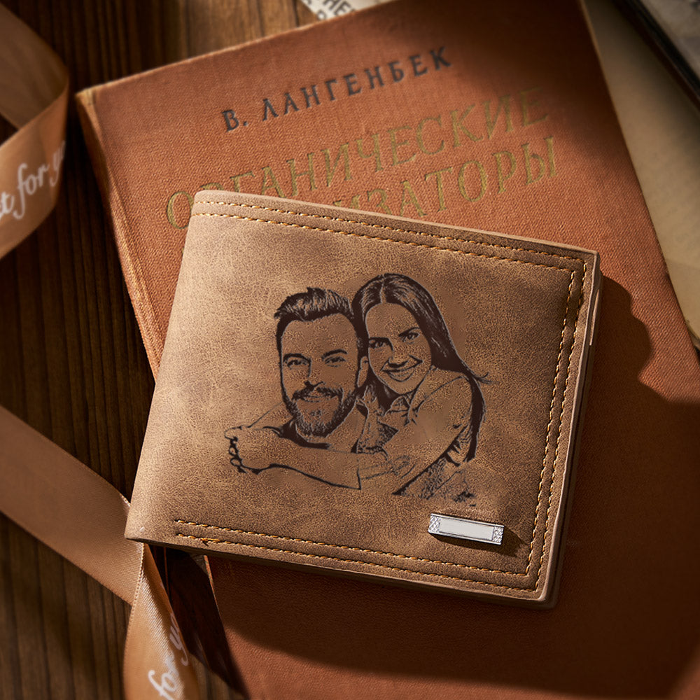 Custom Engraved Photo Wallet Short Style Bifold Leather Wallets for Men- mikcustom.com