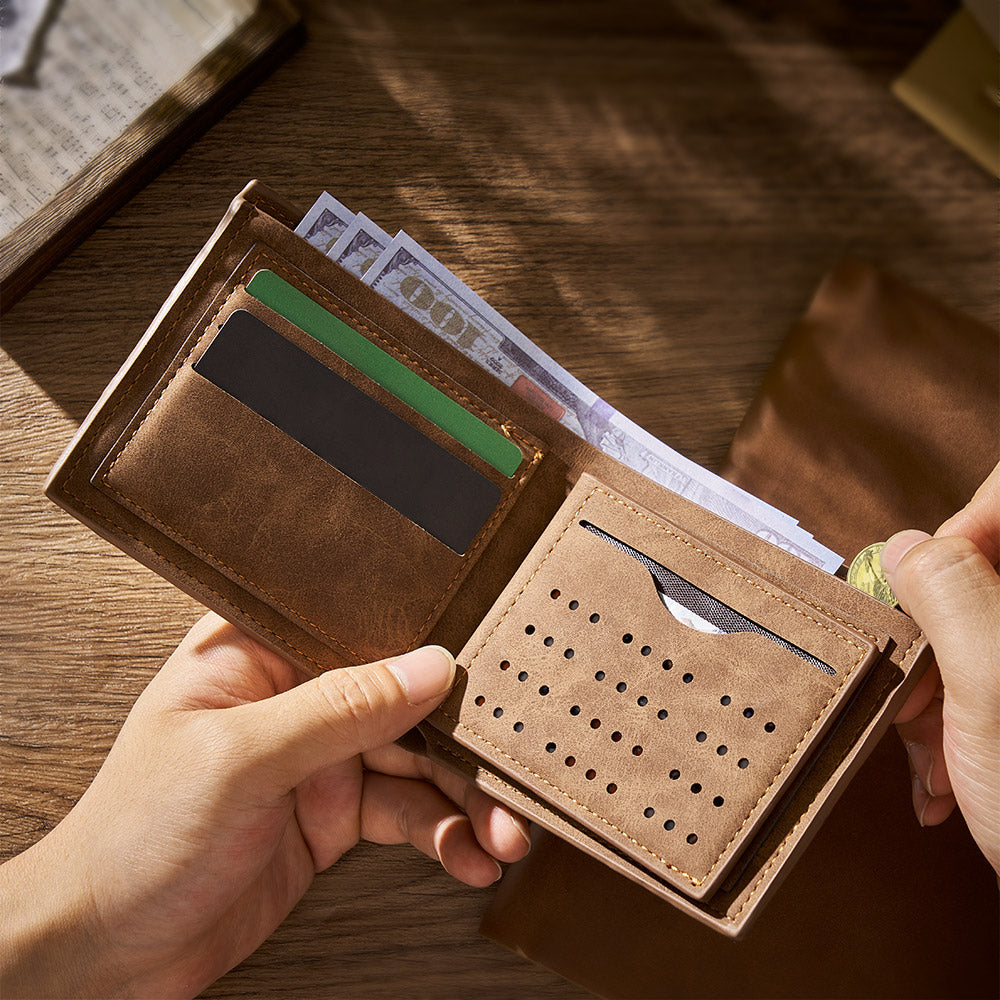 Custom Engraved Photo Wallet Short Style Bifold Leather Wallets for Men- mikcustom.com