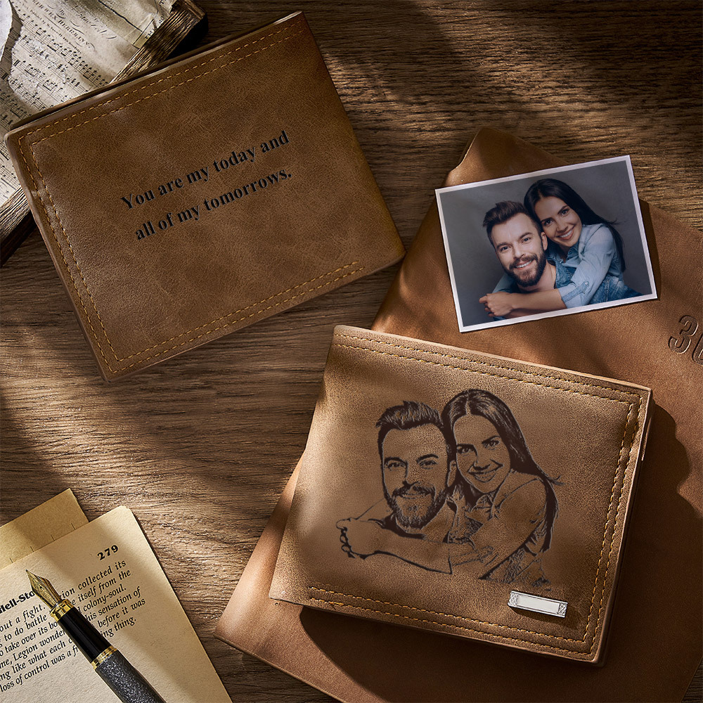 Custom Engraved Photo Wallet Short Style Bifold Leather Wallets for Men- mikcustom.com