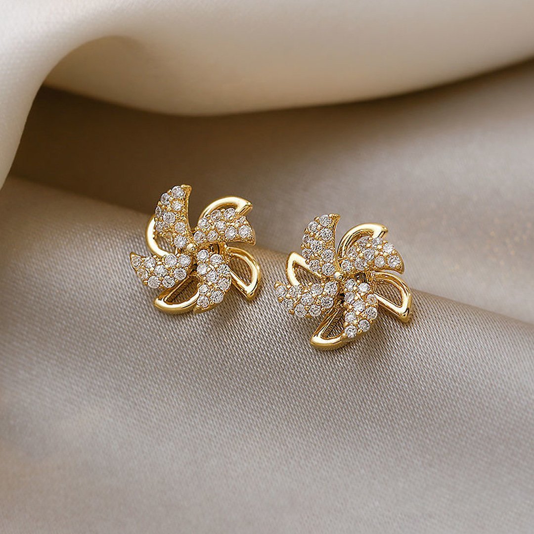Rotating Small Windmill Stud Earrings- mikcustom.com
