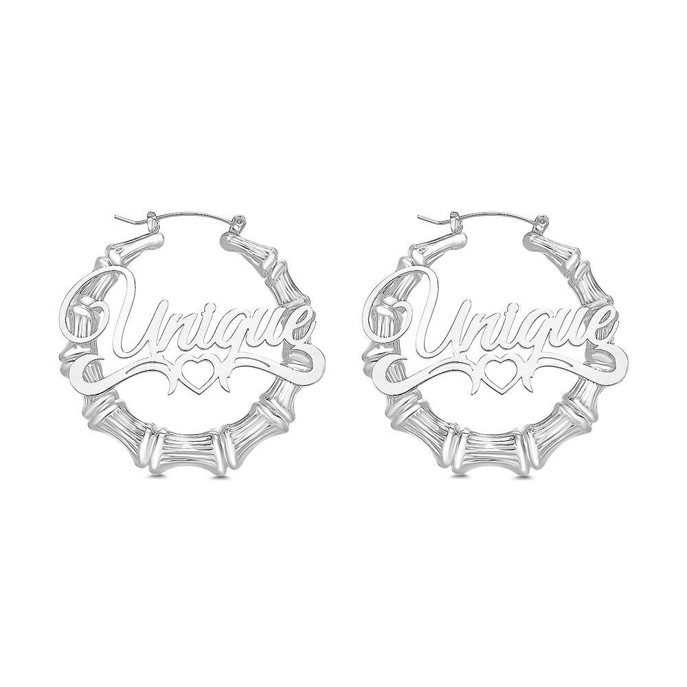Custom Name Earrings Stainless Steel Big Circle Bamboo Earrings- mikcustom.com