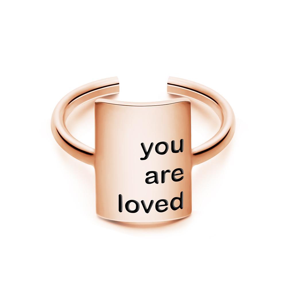 Custom Engraved Rings Square Adjustable Opening Ring for Women- mikcustom.com