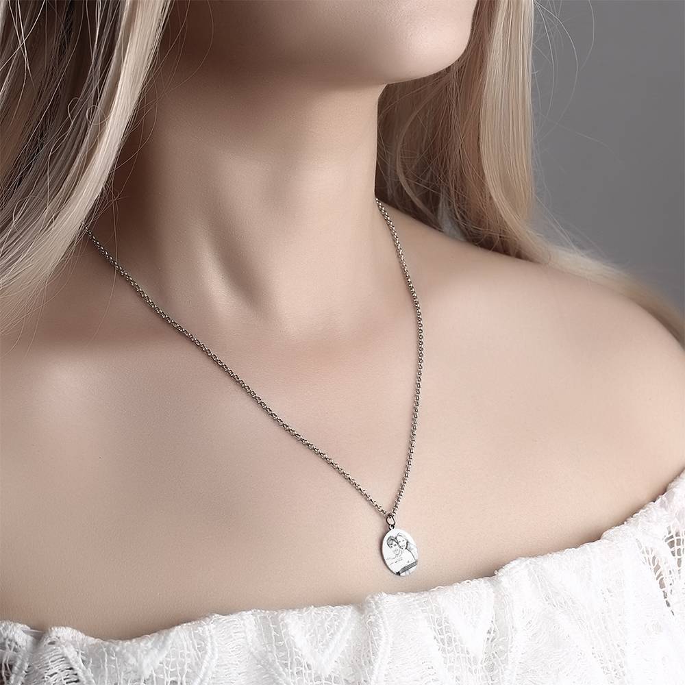 Engraved Oval Tag Necklace Stainless Steel- mikcustom.com