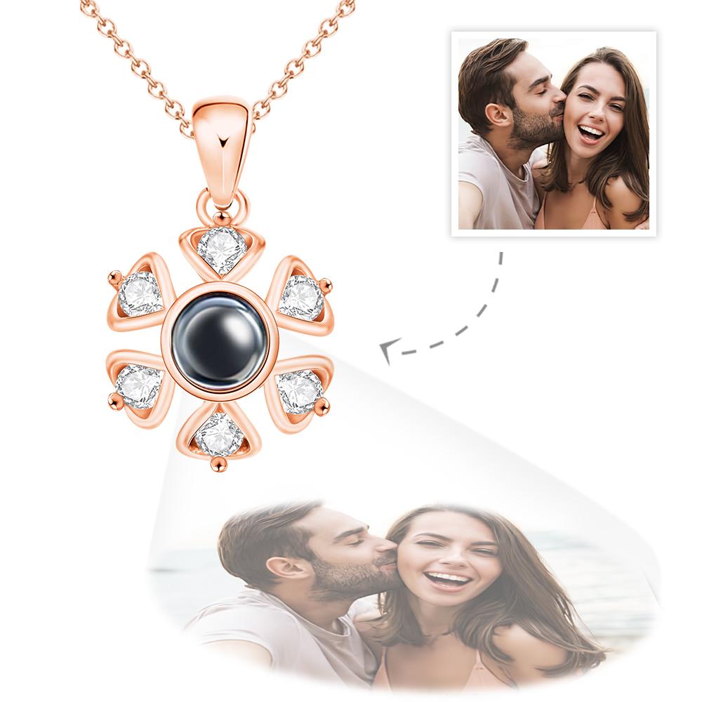 Custom Projection Necklace Personalized Flower Photo Necklace 925 Sterling Silver- mikcustom.com
