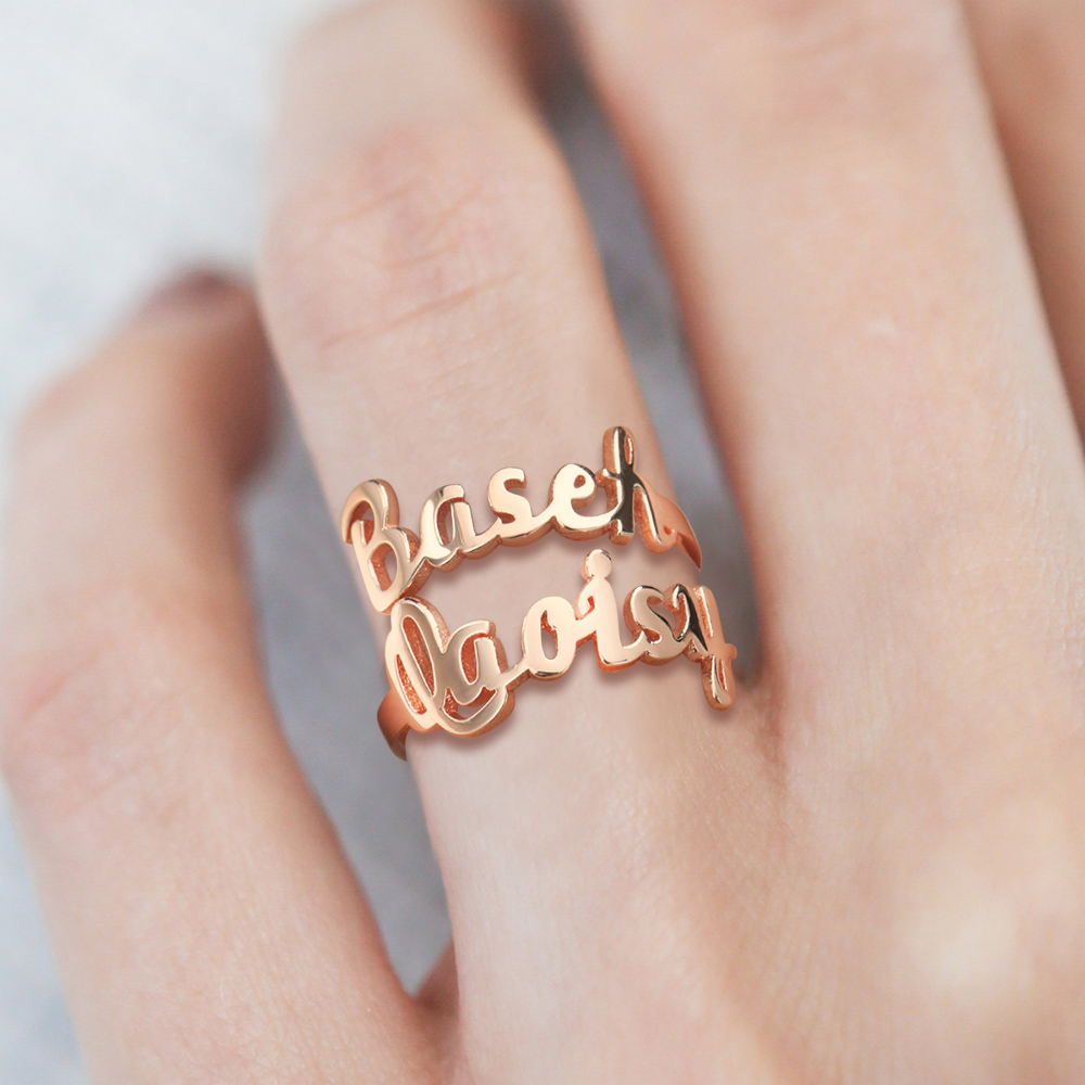 Personalized Two Names Opening Ring 925 Sterling Silver- mikcustom.com