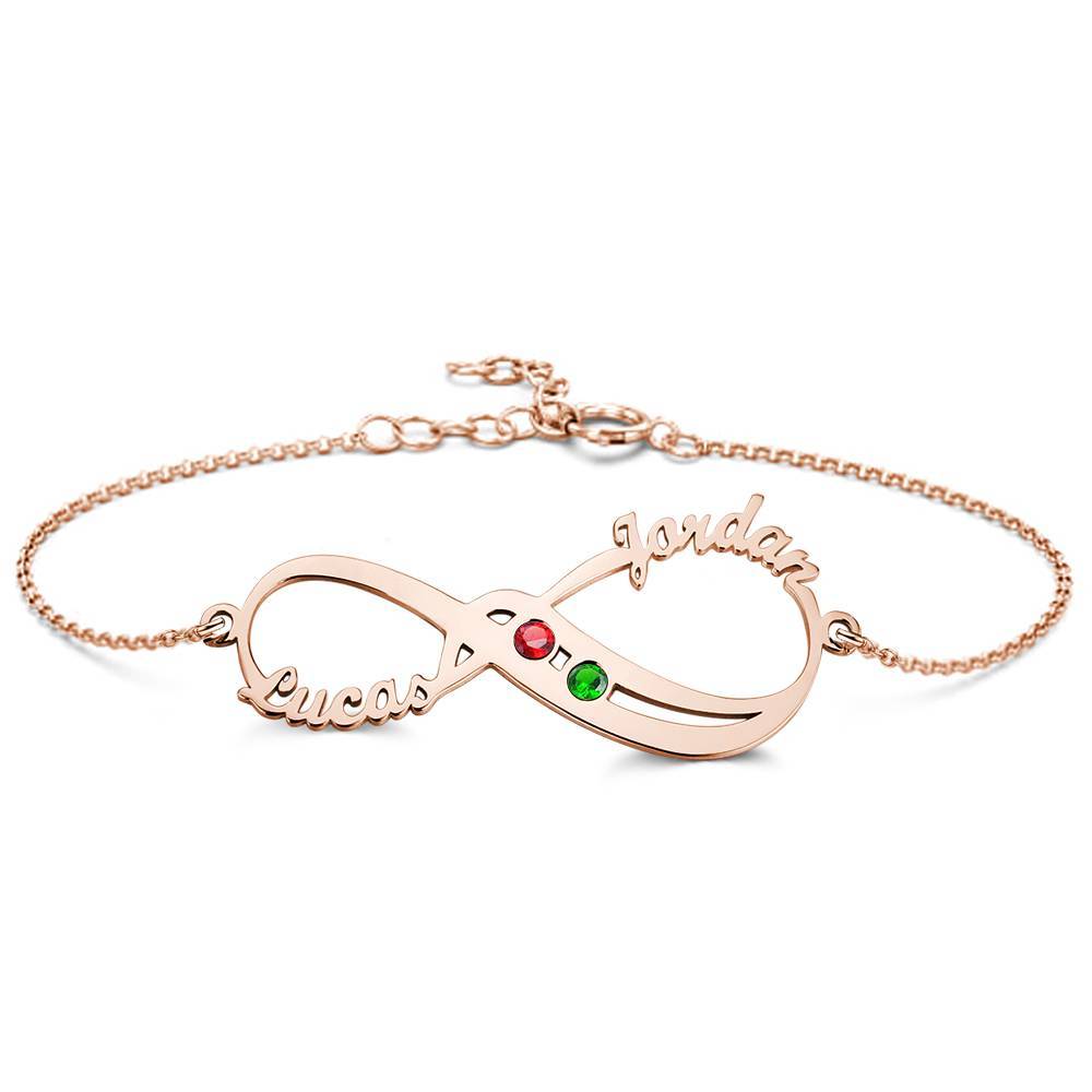 Personalized Birthstone Bracelet Custom Name Infinity Bracelet- mikcustom.com