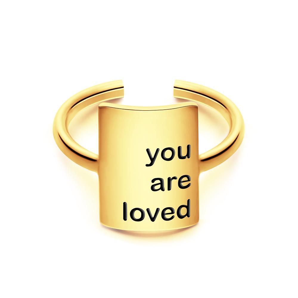 Custom Engraved Rings Square Adjustable Opening Ring for Women- mikcustom.com